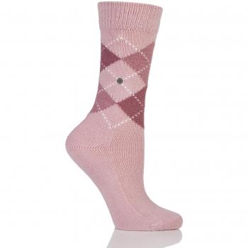 Burlington Whitby Extra Soft Argyle Socks, Pinks 36-41