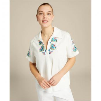 Blusa Popelina con Bordado Tropical Elena Miró