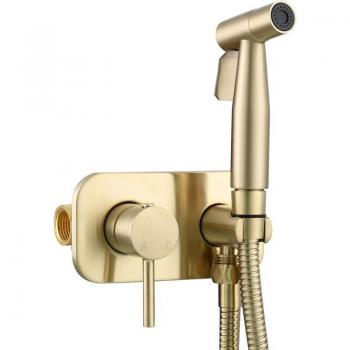 Set Bidet Doccia Inox Portatile con Acqua Calda/Fredda e Oro Spazzolato