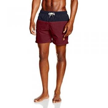 Urban Classics Men's Beach Shorts, Navy/Burgundy, X-Large