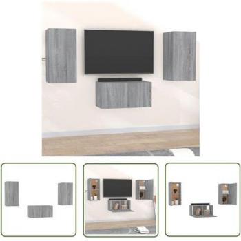 The Living Store TV‑Stuhlsatz 3‑teilig Grau Sonoma Holzwerkstoff