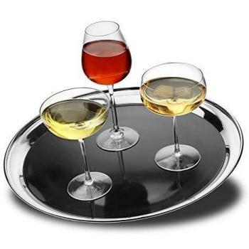 16‑Inch Stainless Steel Waiters Tray with Black PVC Anti‑Slide Surface – Case of 24