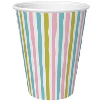 Gestreepte Papieren Bekers 24 cl 10 Stuks