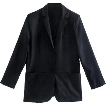 Loose Fit Linen Suit Jacket for Women