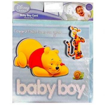 Tarjeta de Felicitación Winnie the Pooh Felicitaciones por tu Bebé Niño