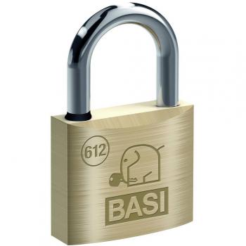 Vorrichtungs­schloss für Vorhangtüren: BASI 6120‑6001‑6005, Gleichschließend, 60 mm, Wasserstopp‑Funktion, Messing‑Finish, 2‑Schlüssel-Set