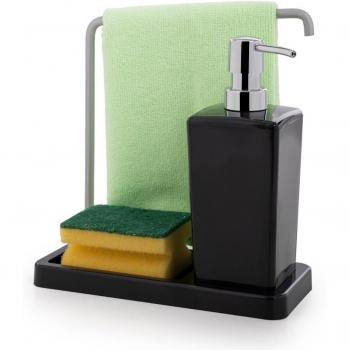 Stylish Kitchen Liquid Soap Dispenser with Towel and Sponge Holder