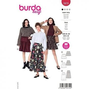 Patron Burda 5978 Jupe à étage élastiquée 36-50