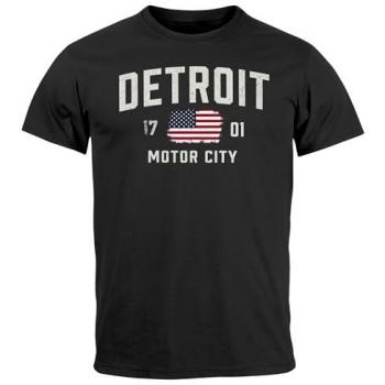 Neverless Print T-Shirt für Herren – Detroit USA