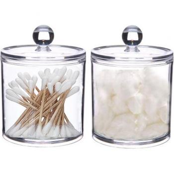 Cotton Ball & Makeup Holders, Transparent 3-Unit Set