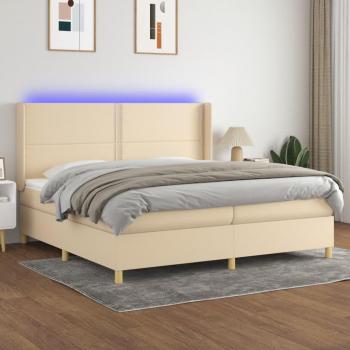 Vidaxl Sommier Tapissier Et Matelas Et Led Crème 200x200 Cm Tissu