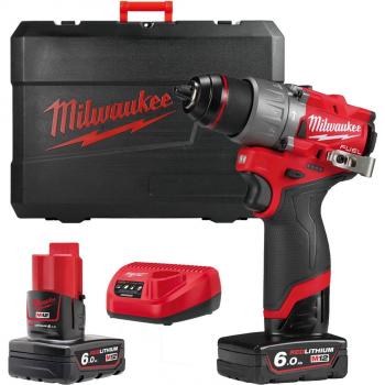 Milwaukee M12 FPD2-602X Fuel 12V Li-Ion Cordless Brushless Combi Drill with Two 6.0 Ah Batteries, Charger, and Case