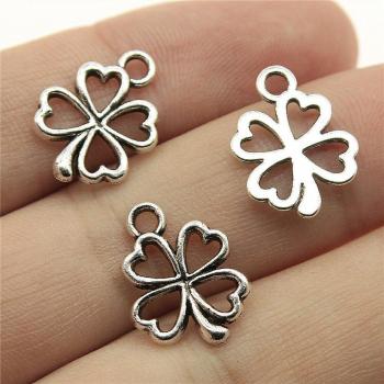 WYSIWYG 50pcs Tibetan Silver Clover Flower Charms 17x14mm for Jewelry Making