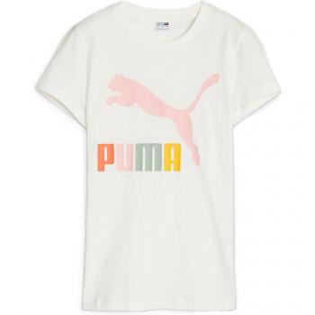 Top Puma Multicolore Femme Blanche et Rose Manches Courtes XL