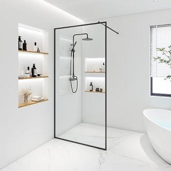 Paroi de douche moderne en verre ESG BAKI noir 120 x 200 cm