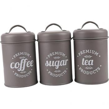 Set of 3 Tea, Coffee, Sugar Storage Bins with Lids