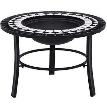 VidaXL Mosaic Fire Pit Black and White 68cm Ceramic