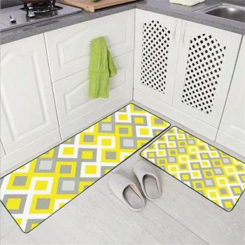 Alfombra de Cama Gris y Amarillo Plaid
