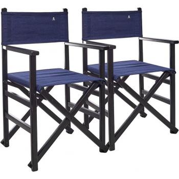 Set de 2 Sillones Director Plegables de Madera de Haya en Color Wengué