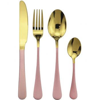 Set de couverts inox 304 couleur Or Rose (16 ou 24 pièces)