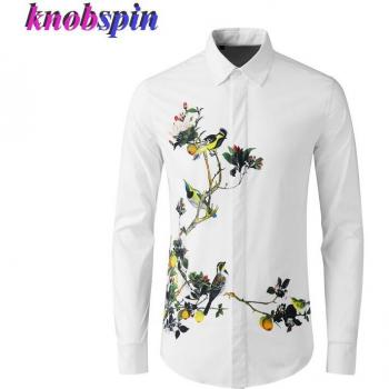 Camisa de manga larga para hombre con diseño estampado 100% algodón, estilo casual, tallas M-4XL