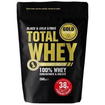 Gold Nutrition Total Whey 260 g Proteína concentrada y aislada de alta calidad Sabor Fresa y Plátano