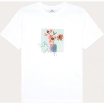 Tee-shirt XS blanc fleuri, coton biologique – Paul Smith