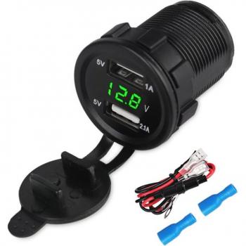 Urbanroad Motorrad Dual USB Ladegerät mit Zigarettenanzünder 4.2A