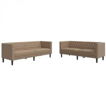 Chesterfield 2x Divani Cappuccino Similpelle Set