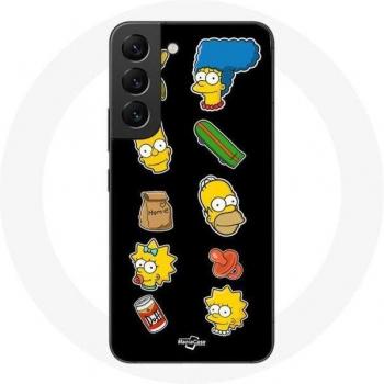 Custodia protettiva Samsung Galaxy S22 con design dei Simpson su fondo nero