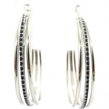 Pendientes Scarlett de Les Trésors De Lily: Negro + Plata
