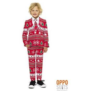 Mr. Winterwonderland Opposuits Anzug für Teenager – Rot-Weiß-Grün