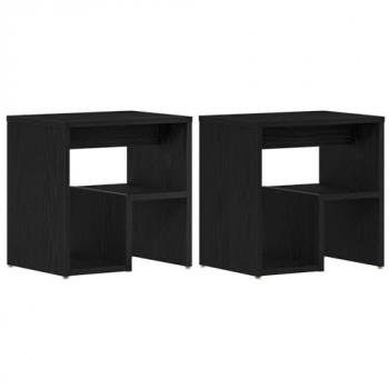 Coffres de chambre double, bois d’ingénierie chêne noir – 40 × 30 × 40 cm