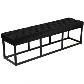 Banquette de Lit en Velours Noir avec Support Métallique