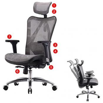 Cadeira de Trabajo HWC‑J87 – Gris y Negro