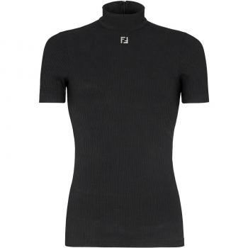 Fendi Ribbed Roll Neck Sweater Black Size L