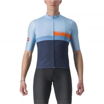 Maillot Castelli A Blocco manches courtes Bleu Noir L