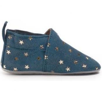 Fable Navy Blue Suede with Gold Stars Baby Pram Shoes