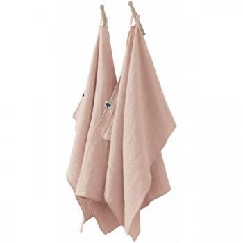 Lot de 2 essuie-mains en gaze de coton Gaïa 50 x 70 cm Guimauve