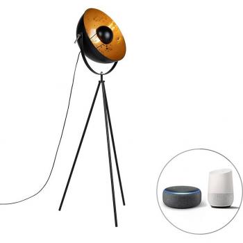 Lampada da terra intelligente nera con supporto tripode A60