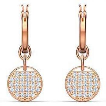 Pendientes de aro Ginger, Swarovski, Blanco, Baño Oro Rosa