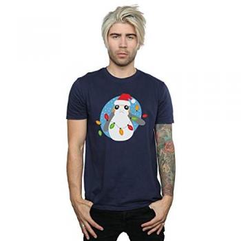 Blue Men's T-Shirt: Disney The Last Jedi Porg Holiday Lights