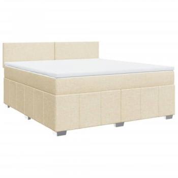 Boxspringbett mit Matratze Stoff 180x200 cm Creme