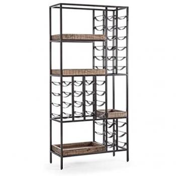 Vassoio Elmer (Nero/Acacia) con Porta Bottiglie Bizzotto Homemotion – 40 Posti + 4 Ripiani