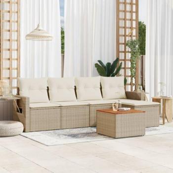 Jardín Rattan Sofás con Cojines 6 Pzas – Torana