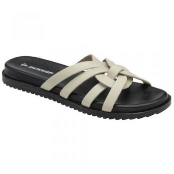 Mules en Cuir Crème à Multi-Straps Dunlop