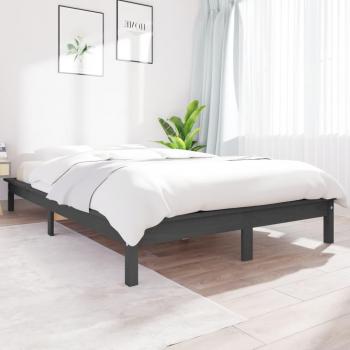 VidaXL Small Double Bed Frame 120x190 cm Grey Solid Wood