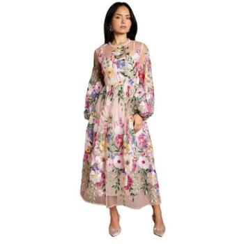 Coast Women’s 8-Piece Peach Long Sleeve Embroidered Maxi Dress