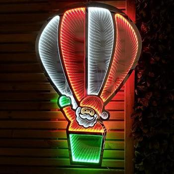 Samuel Alexander 89cm LED Infinity Christmas Light Hanging Hot Air Balloon with Santa Decoration