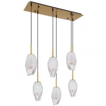 Globo Pendelleuchte BARCLEY 6-flammig E14 Messing Opalglas 72 cm
